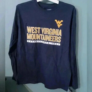 West Virginia Mountaineers Navy Blue and Yellow Long Sleeve T-shirt for Men